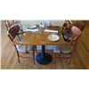Image 1 : Natural Koa Wood Table w/Rounded Base (25" x 25") w/2 Chairs