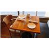 Image 1 : Natural Koa Wood Table w/Rounded Base, 29" X 29" w/1 Chair