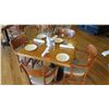 Image 1 : Natural Koa Wood Table w/Rounded Base (25" x 25") w/3 Chairs