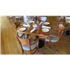 Image 1 : Natural Koa Wood Table w/Rounded Base (25" x 25") w/4 Chairs