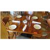 Image 2 : Natural Koa Wood Table w/Rounded Base (25" x 25") w/4 Chairs