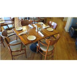 Natural Koa Wood Table w/Rounded Base (25" x 25") w/4 Chairs