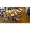 Image 1 : Natural Koa Wood Table w/Rounded Base (25" x 25") w/4 Chairs