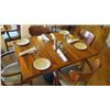 Image 2 : Natural Koa Wood Table w/Rounded Base (25" x 25") w/4 Chairs