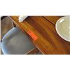 Image 3 : Natural Koa Wood Table w/Rounded Base (25" x 25") w/4 Chairs