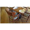 Image 7 : Natural Koa Wood Table w/Rounded Base (25" x 25") w/4 Chairs
