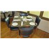 Image 1 : Square Granite Table w/Round Metal Base (35" x 35"), 4 Chairs