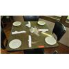 Image 2 : Square Granite Table w/Round Metal Base (35" x 35"), 4 Chairs
