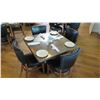 Image 1 : Square Granite Table w/Round Metal Base (35" x 35"), 4 Chairs