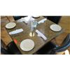 Image 2 : Square Granite Table w/Round Metal Base (35" x 35"), 4 Chairs