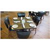 Image 1 : Square Granite Table w/Round Metal Base (35" x 35"), 4 Chairs