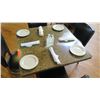 Image 2 : Square Granite Table w/Round Metal Base (35" x 35"), 4 Chairs