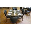 Image 1 : Square Granite Table w/Round Metal Base (35" x 35"), 4 Chairs