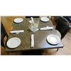 Image 2 : Square Granite Table w/Round Metal Base (35" x 35"), 4 Chairs