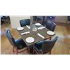Image 1 : Square Granite Table w/Round Metal Base (35" x 35"), 4 Chairs