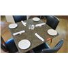Image 2 : Square Granite Table w/Round Metal Base (35" x 35"), 4 Chairs