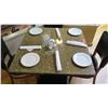 Image 2 : Square Granite Table w/Round Metal Base (35" x 35"), 4 Chairs