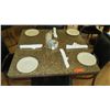 Image 2 : Square Granite Table w/Round Metal Base (35" x 35"), 4 Chairs