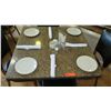 Image 2 : Square Granite Table w/Round Metal Base (35" x 35"), 4 Chairs