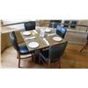 Image 1 : Square Granite Table w/Round Metal Base (35" x 35"), 4 Chairs