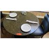Image 2 : Round Granite Table w/Round Metal Base (34" Dia.), 2 Chairs