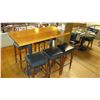 Image 1 : Wooden Bar Height Table (54"x 27") w/6 Padded Bar Stools