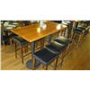 Image 1 : Wooden Bar Height Table (54"x 27") w/6 Padded Bar Stools