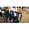 Image 1 : Wooden Bar Height Table (54"x 27") w/6 Padded Bar Stools