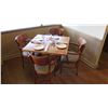 Image 1 : Natural Koa Wood Table w/Rounded Base (35" x 35") w/4 Chairs