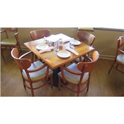 Natural Koa Wood Table w/Rounded Base (35" x 35") w/4 Chairs