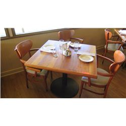 Natural Koa Wood Table w/Rounded Base (35" x 35") w/3 Chairs