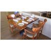 Image 1 : Natural Koa Wood Table w/Rounded Base (46" x 29") w/4 Chairs