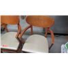 Image 2 : Qty 3 Wooden Chairs w/Padded Seats, Wooden Table