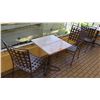 Image 2 : 4 Patio Tables, 8 Metal Patio Chairs (stone tables are in varying conditions)