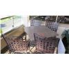 Image 1 : 1 Patio Table, 4 Metal Patio Chairs (stone tables are in varying conditions)