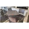 Image 1 : 1 Patio Table, 4 Metal Patio Chairs (stone tables are in varying conditions)