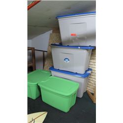 Qty 5 Plastic Storage Bins