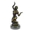 Image 1 : Nymph Nude Bronze Statue on Marble Base