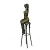 Image 5 : Nude Girl Model Sitting on Chair Bronze Sculpture