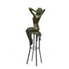 Image 6 : Nude Girl Model Sitting on Chair Bronze Sculpture