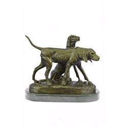 Vintage Style Hunting Dogs Bronze Sculpture