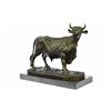 Image 5 : Stock Market Bull Cow Statue on Marble Base Sculpture
