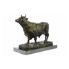 Image 6 : Stock Market Bull Cow Statue on Marble Base Sculpture
