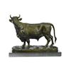 Image 7 : Stock Market Bull Cow Statue on Marble Base Sculpture