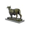 Image 8 : Stock Market Bull Cow Statue on Marble Base Sculpture