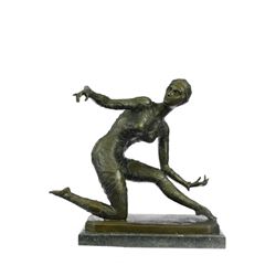 Exotic Dancer Bronze Sculpture on Marble Base Statue