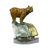 Image 1 : Bear Bronze Sculpture on Marble Base Statue