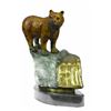 Image 5 : Bear Bronze Sculpture on Marble Base Statue