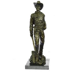 Cowboy Bronze Sculpture on Marble Base Statue