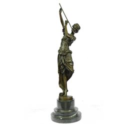 Girl Playing Flute Bronze Sculpture